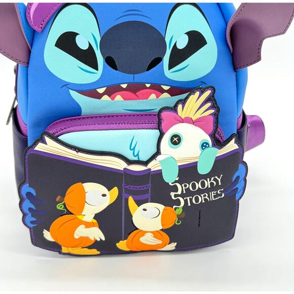 Loungefly Disney Stitch Spooky Stories Halloween Glow Backpack & Wallet Set New - Picture 14 of 16
